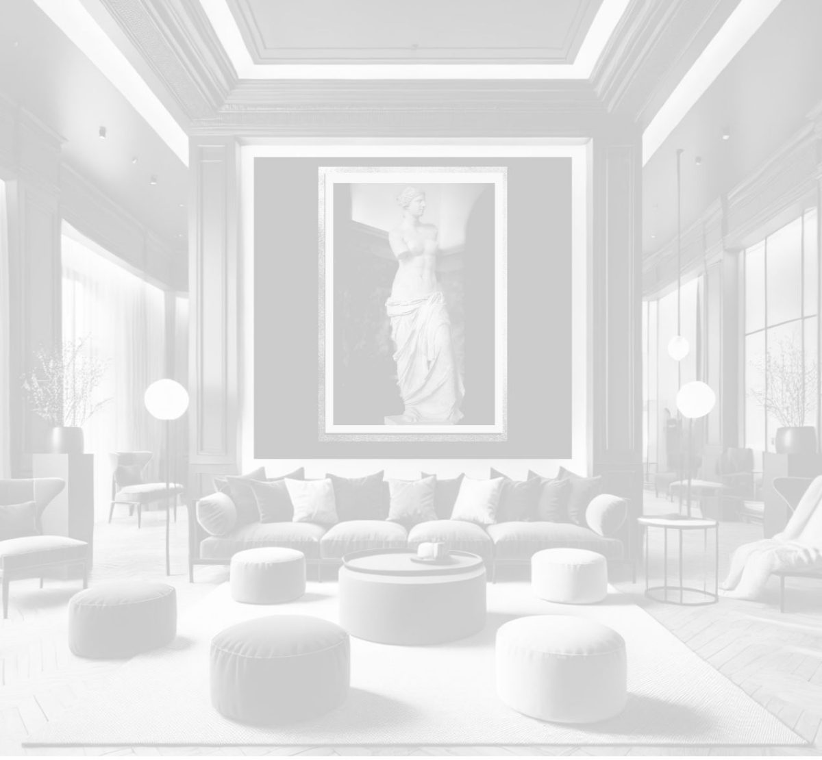 A J. Alix Barber photograph framed within a curated interior